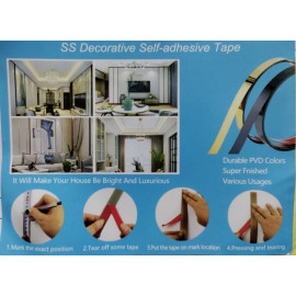 Self Adhesive Mirror Strip PVD Coated for Decoration, Furniture, Highlighters, Gold, Rose Gold, Chrome Stainless Steel 12mm to 50mm width length 5 Mtrs